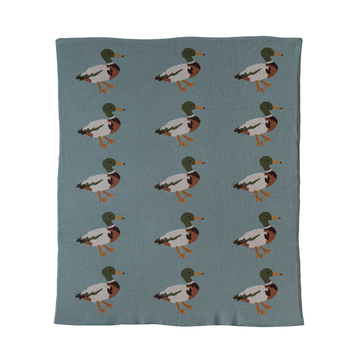 Creative Co-Op front view of multicolor duck print blanket showing cheerful design and warmth