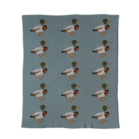 Creative Co-Op front view of multicolor duck print blanket showing cheerful design and warmth