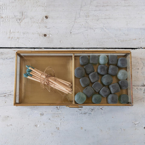 Creative Co-Op display box side profile highlighting slim silhouette and durable brass