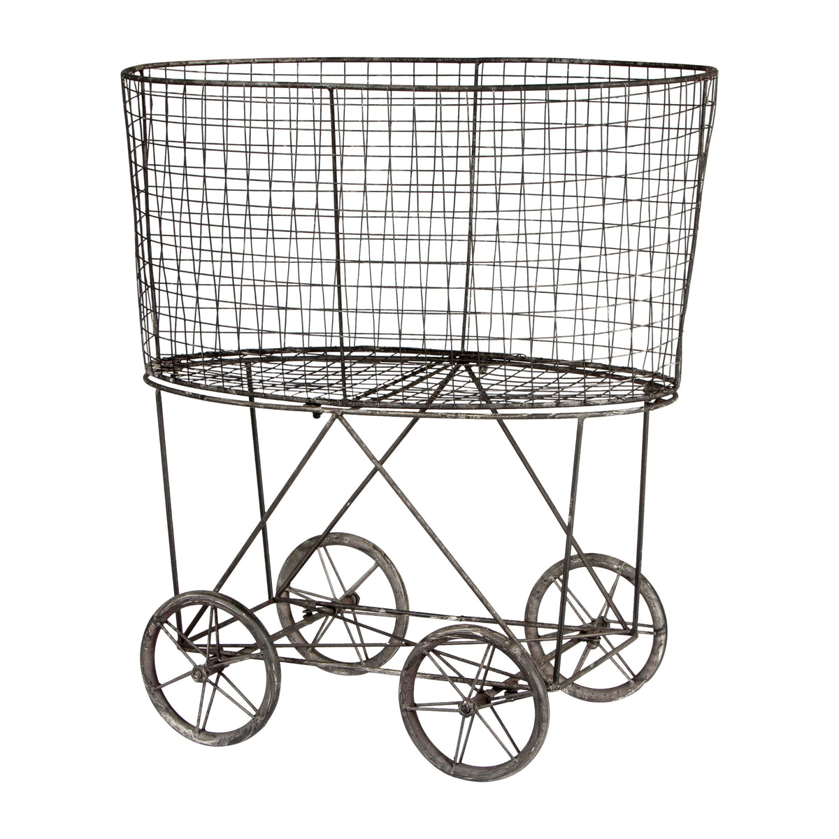 Creative Co-Op front view showing vintage metal laundry basket and curb appeal