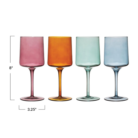 Creative Co-Op wine glasses on a set table creating a vibrant entertaining atmosphere