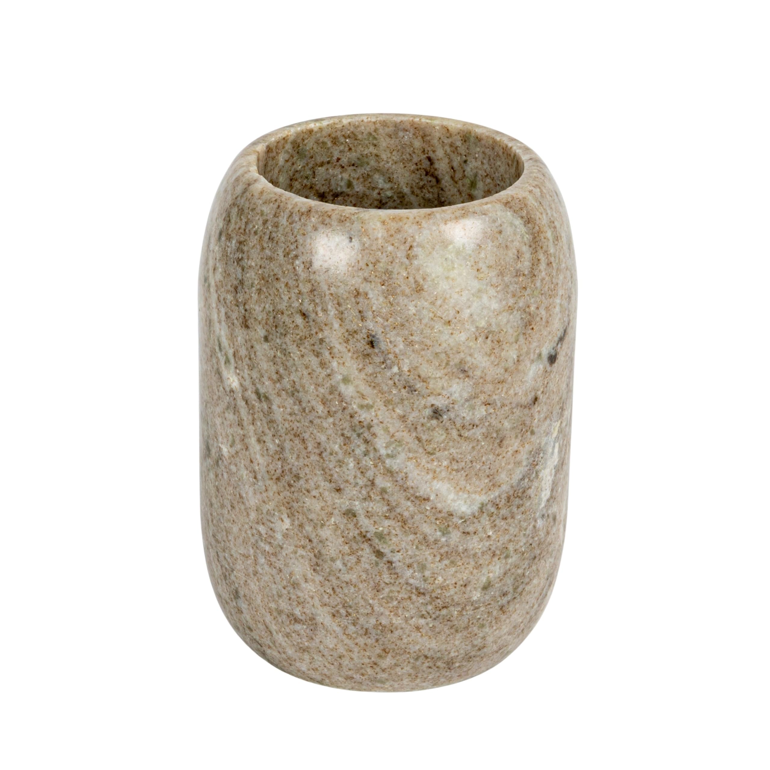 Creative Co-Op front view of white marble bottle holder highlighting minimalist shape and durability