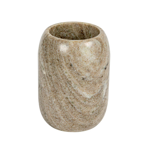 Creative Co-Op front view of white marble bottle holder highlighting minimalist shape and durability