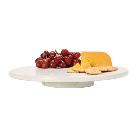 Creative Co-Op marble tray styled as centerpiece adding refined table appeal