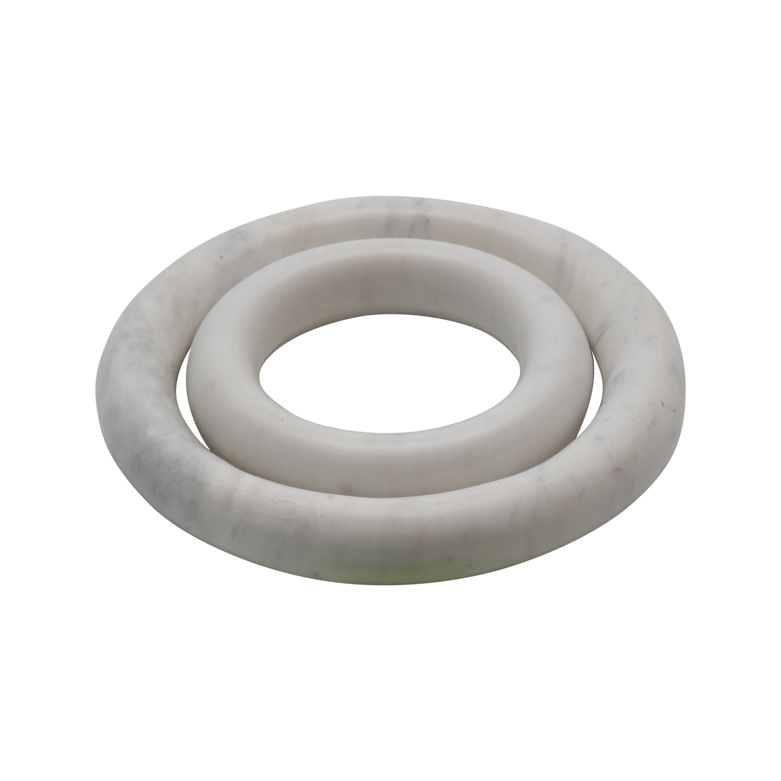 Creative Co-Op marble trivet beside dinner plate showing size options and stability benefit