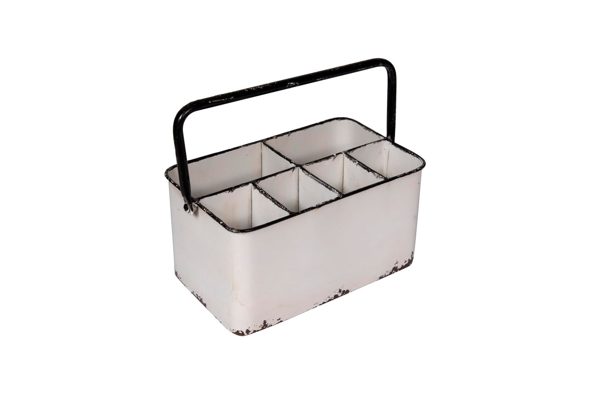 Creative Co-Op metal caddy front view showing organized storage benefit