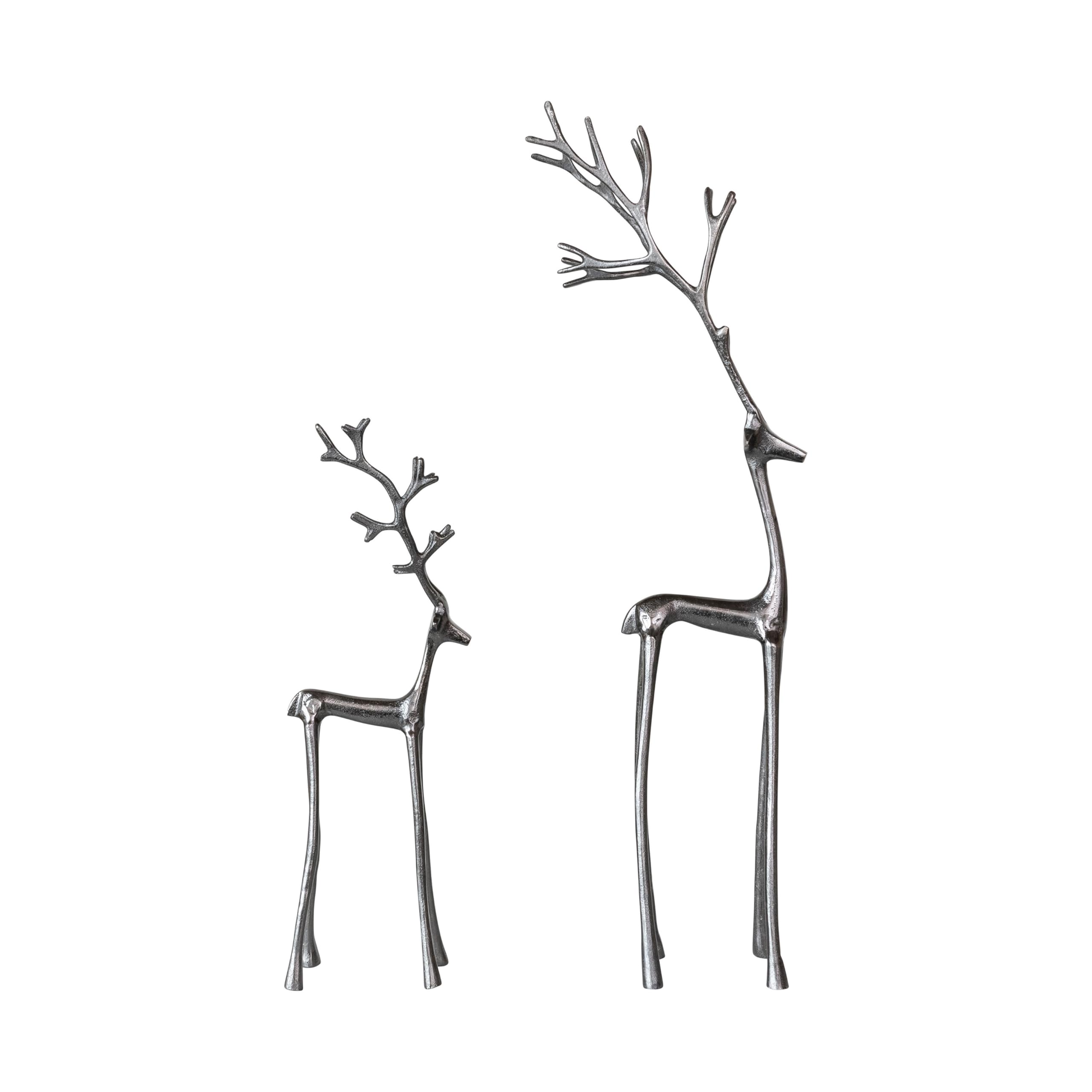 Creative Co-Op reindeer styled on console table demonstrating contemporary styling versatility