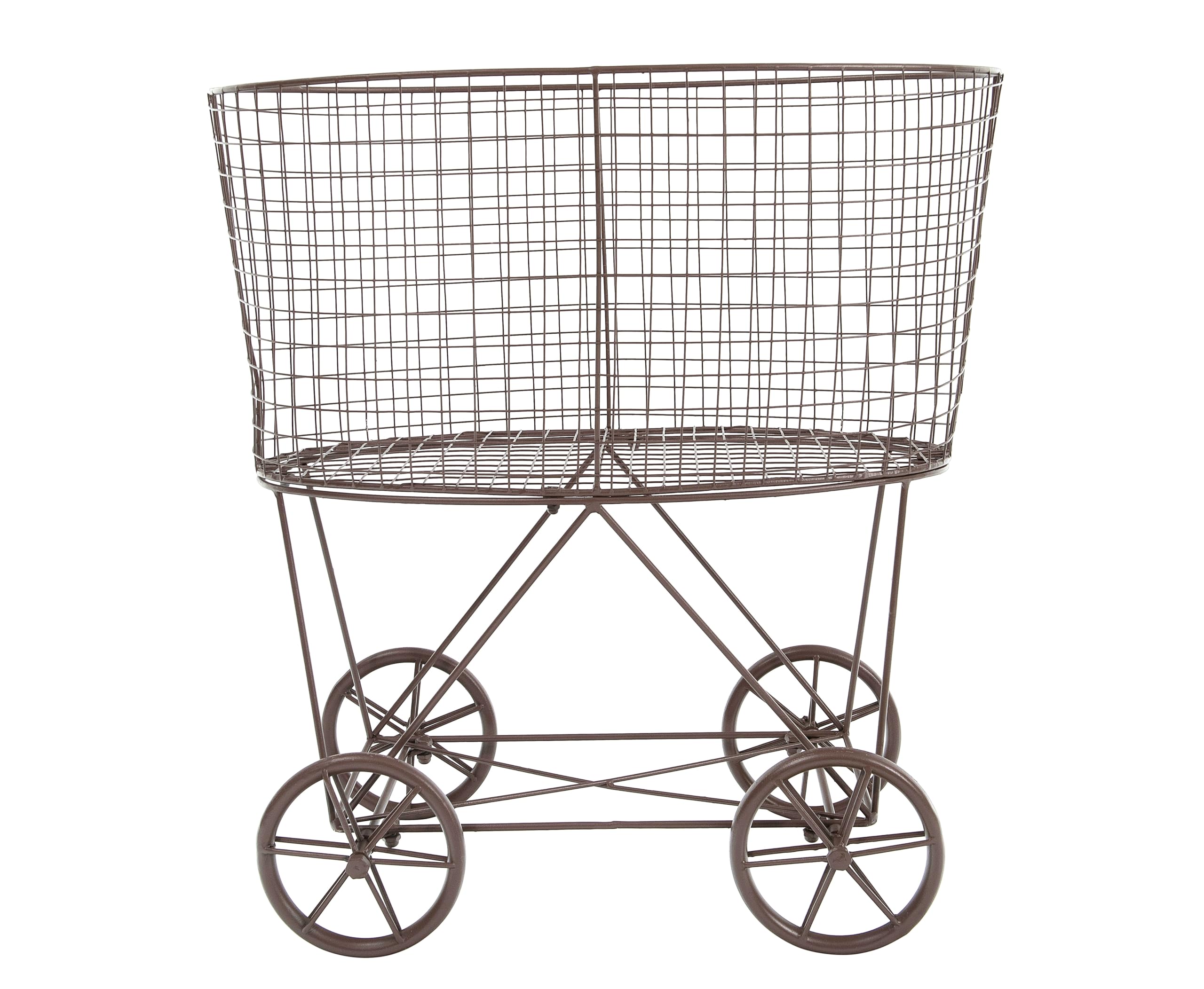 Creative Co-Op rust metal laundry basket front view showing compact storage and vintage charm