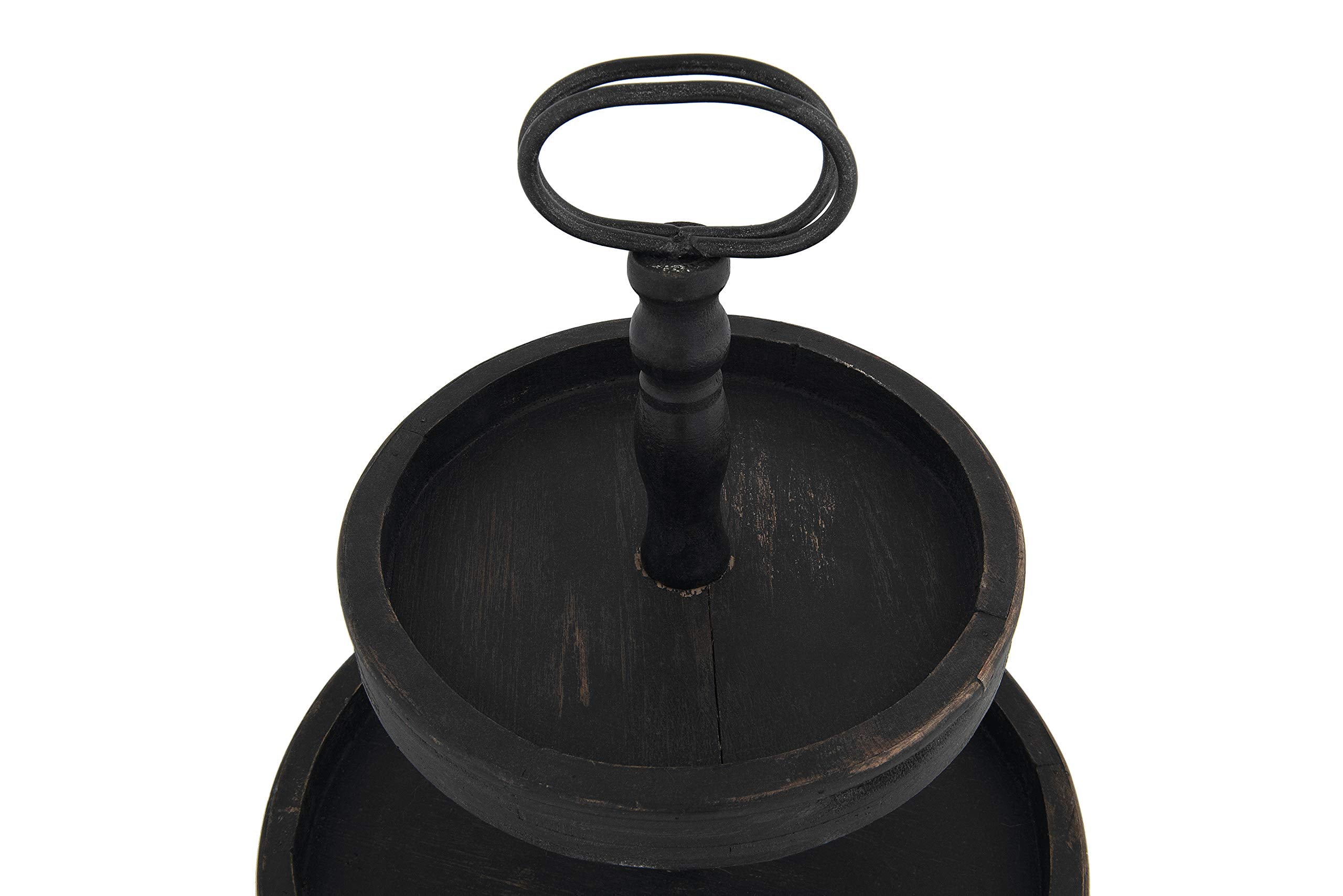 Creative Co-Op tray styled as centerpiece with battery lights and greenery for seasonal charm