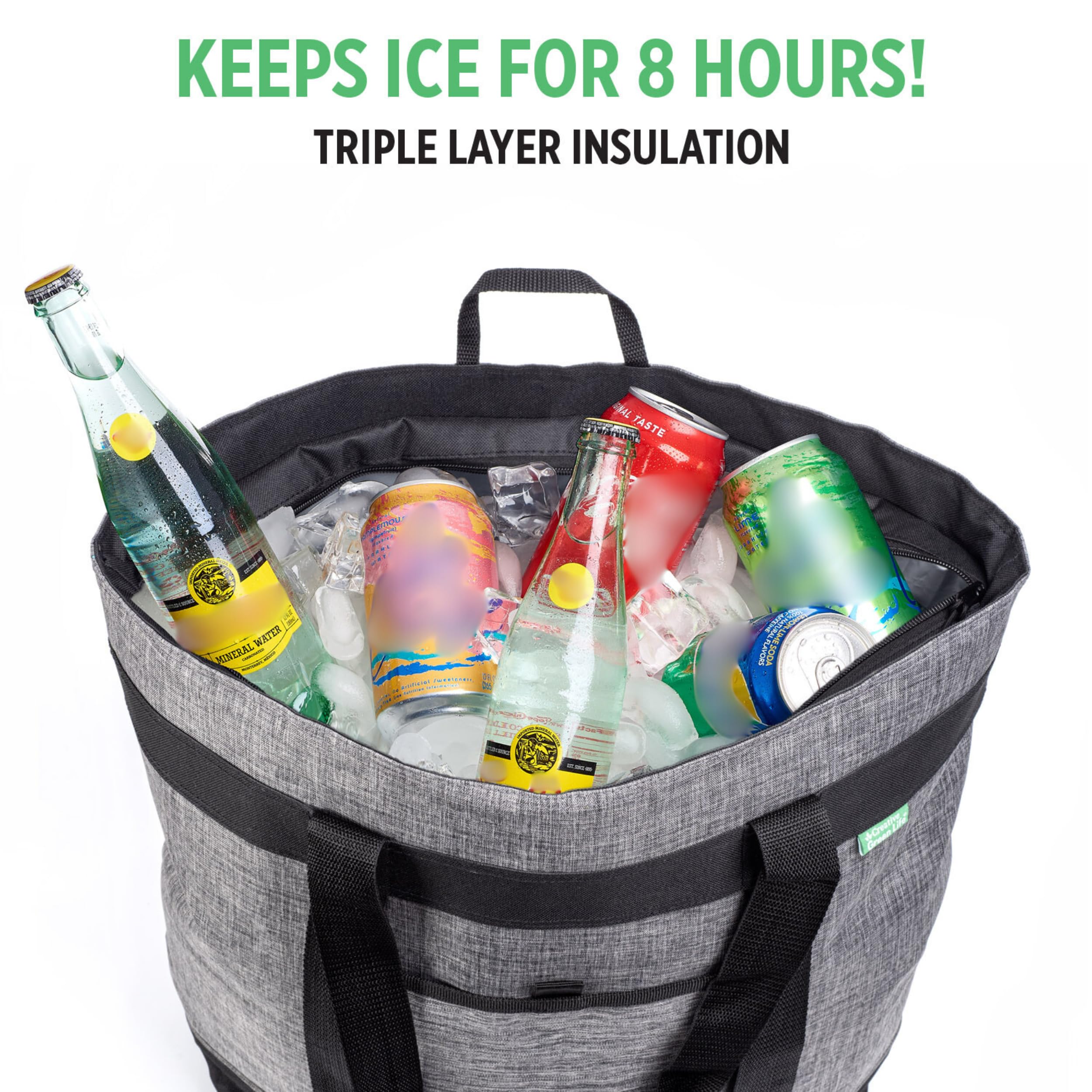 Creative Green Life cooler bag in picnic scene keeping drinks cold and organized