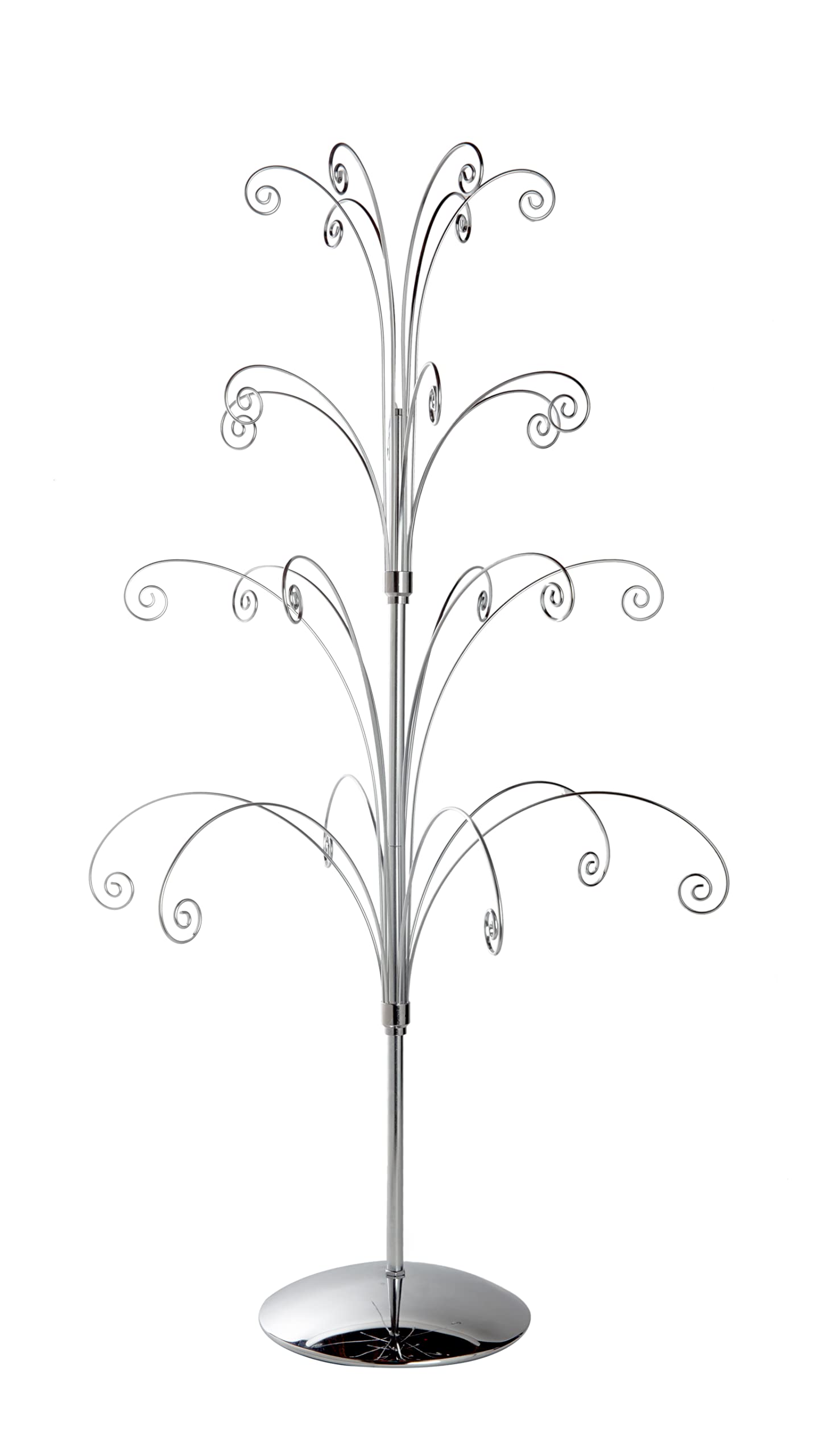 Creative Hobbies front view of chrome ornament tree showing balanced silhouette and display benefit
