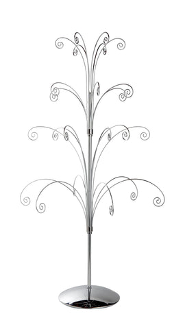Creative Hobbies front view of chrome ornament tree showing balanced silhouette and display benefit
