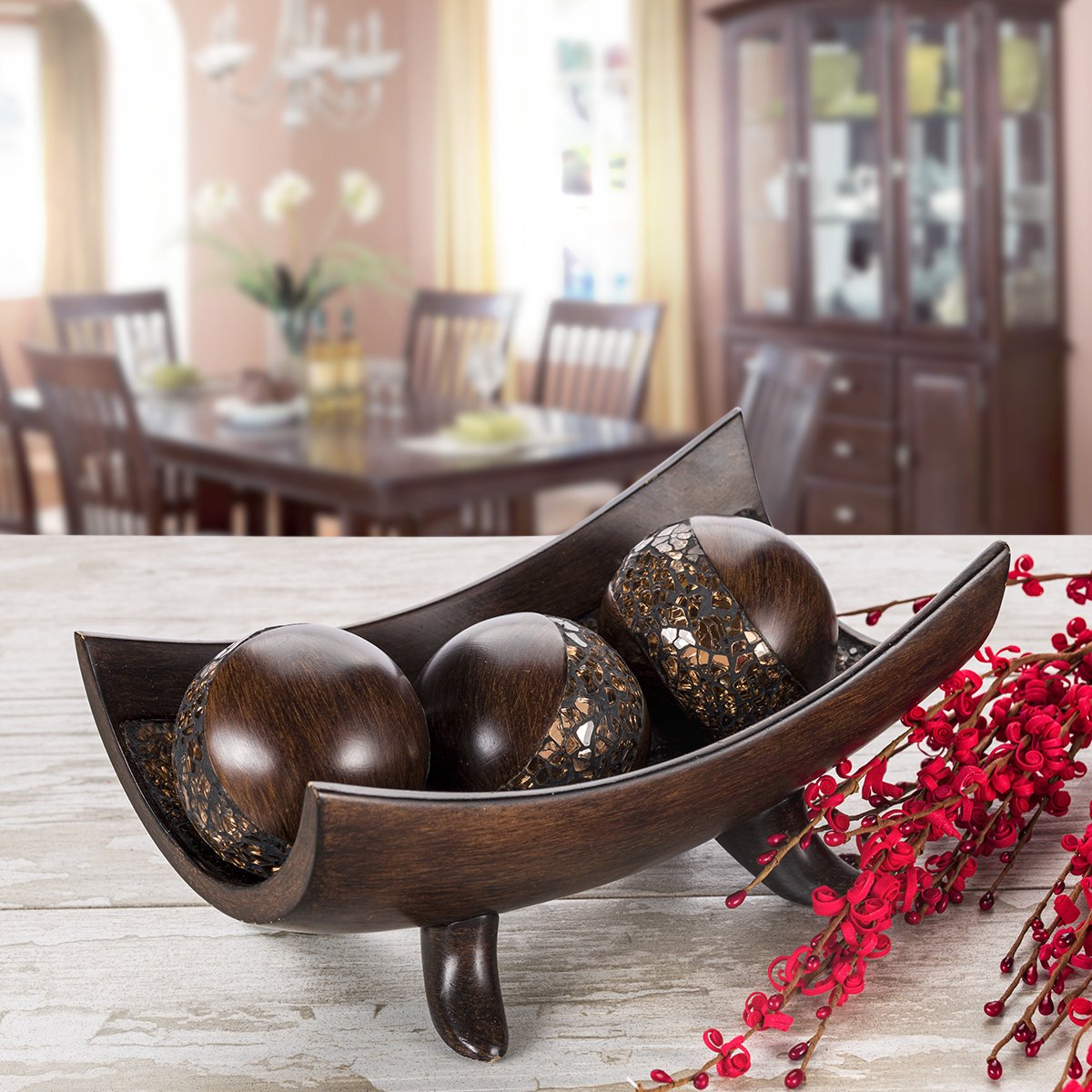 Creative Scents Schonwerk orbs styled in decorative bowl adding instant table warmth