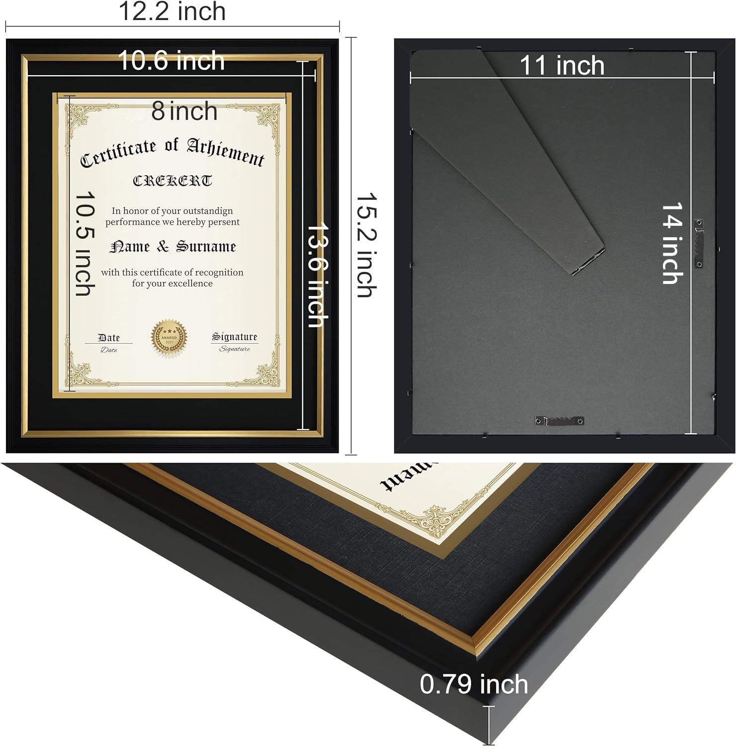 CREKERT frame displayed with diploma on desk, makes certificates stand out