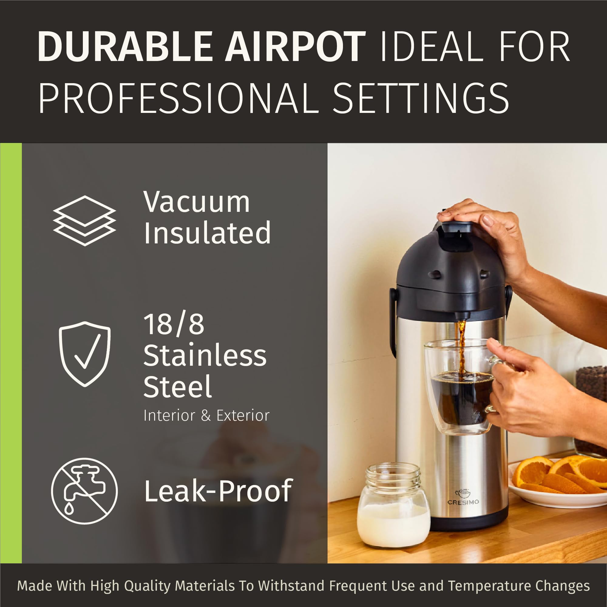 CRESIMO airpot on a holiday coffee station facilitating guest service