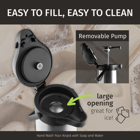 CRESIMO airpot label and capacity details for informed serving choice