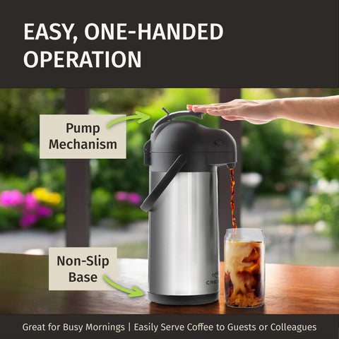 CRESIMO airpot with cups to show 3L capacity serving multiple people