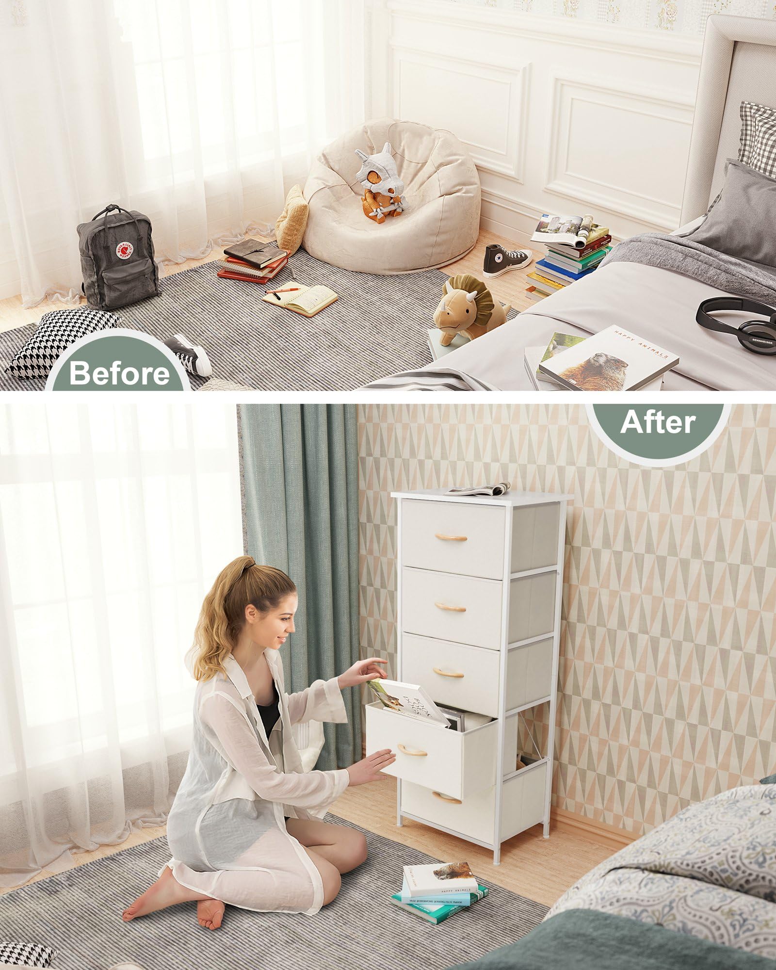 Crestlive removed drawer on floor showing portability and sorting benefit