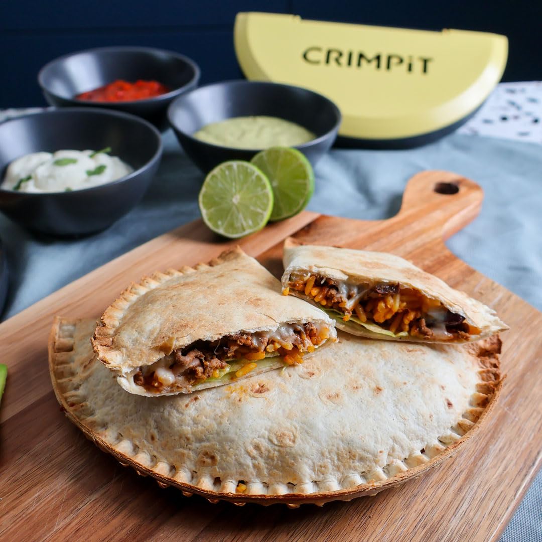 CRIMPiT sealed tortilla in air fryer showing crispy, low-oil cooking