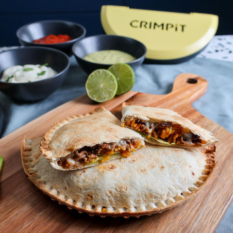 CRIMPiT sealed tortilla in air fryer showing crispy, low-oil cooking