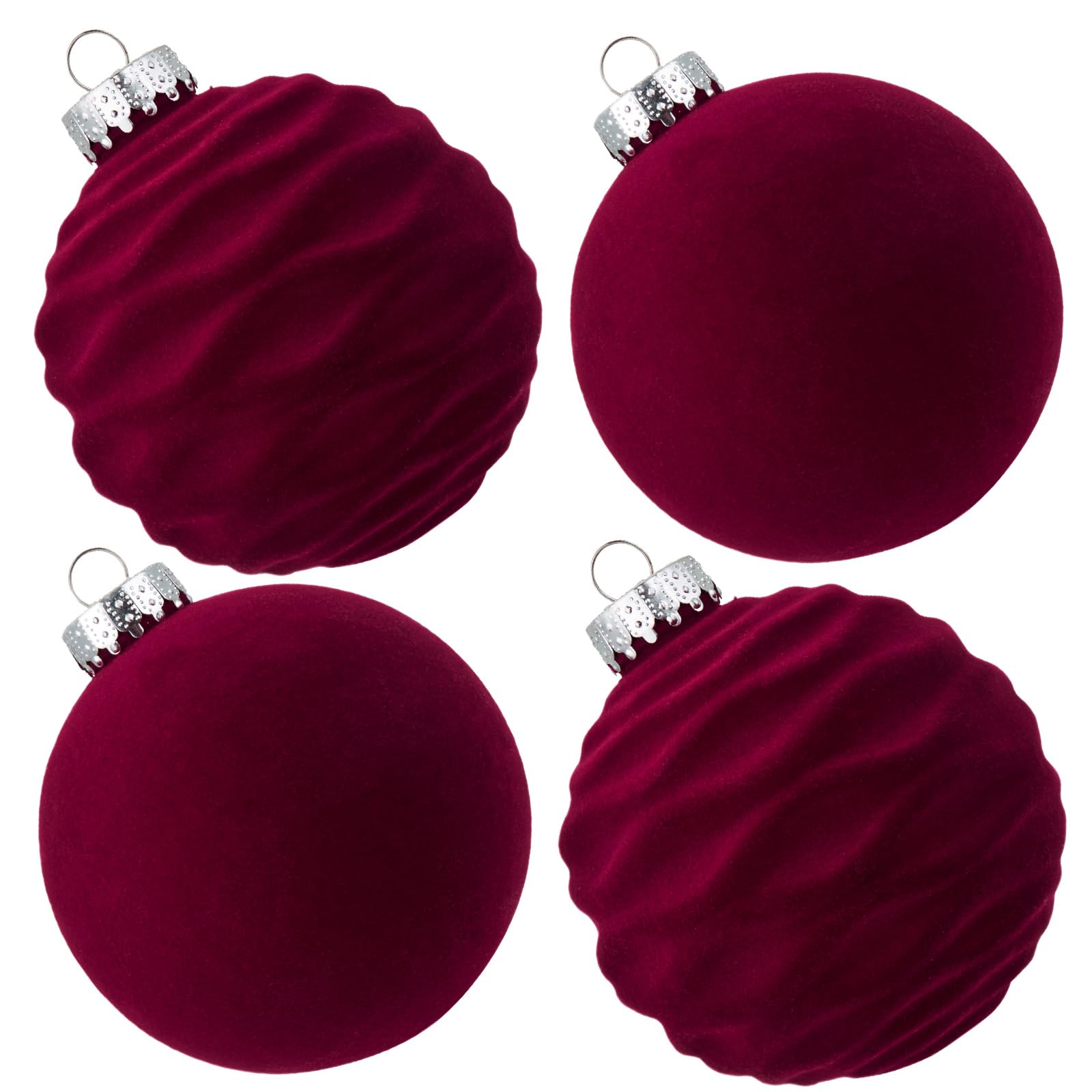 CristBest velvet balls front view showing rich burgundy and elegant finish benefit: instant tree focal points