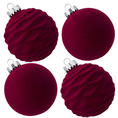 CristBest velvet balls front view showing rich burgundy and elegant finish benefit: instant tree focal points