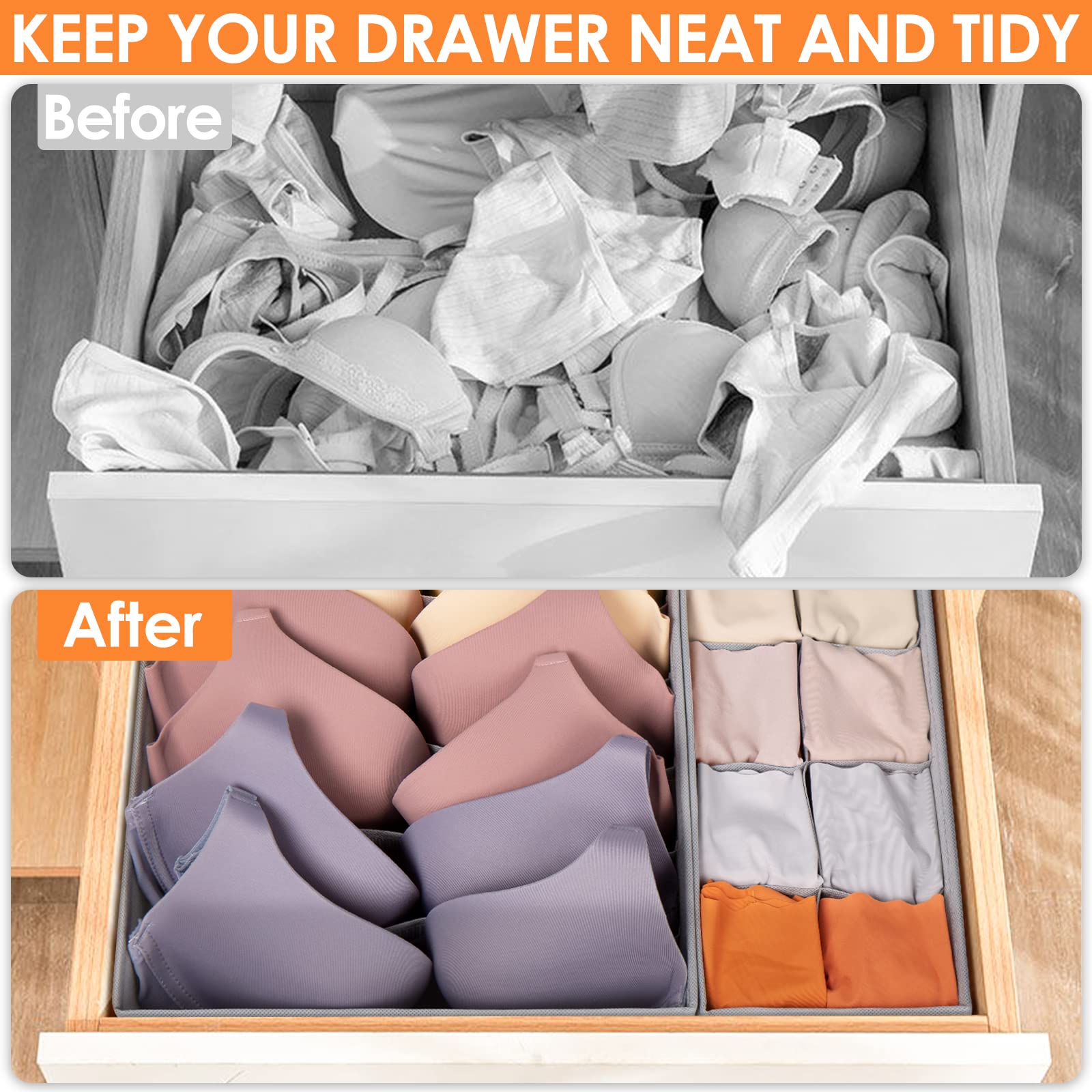 Criusia 24-cell organizer filled with socks for quick item visibility