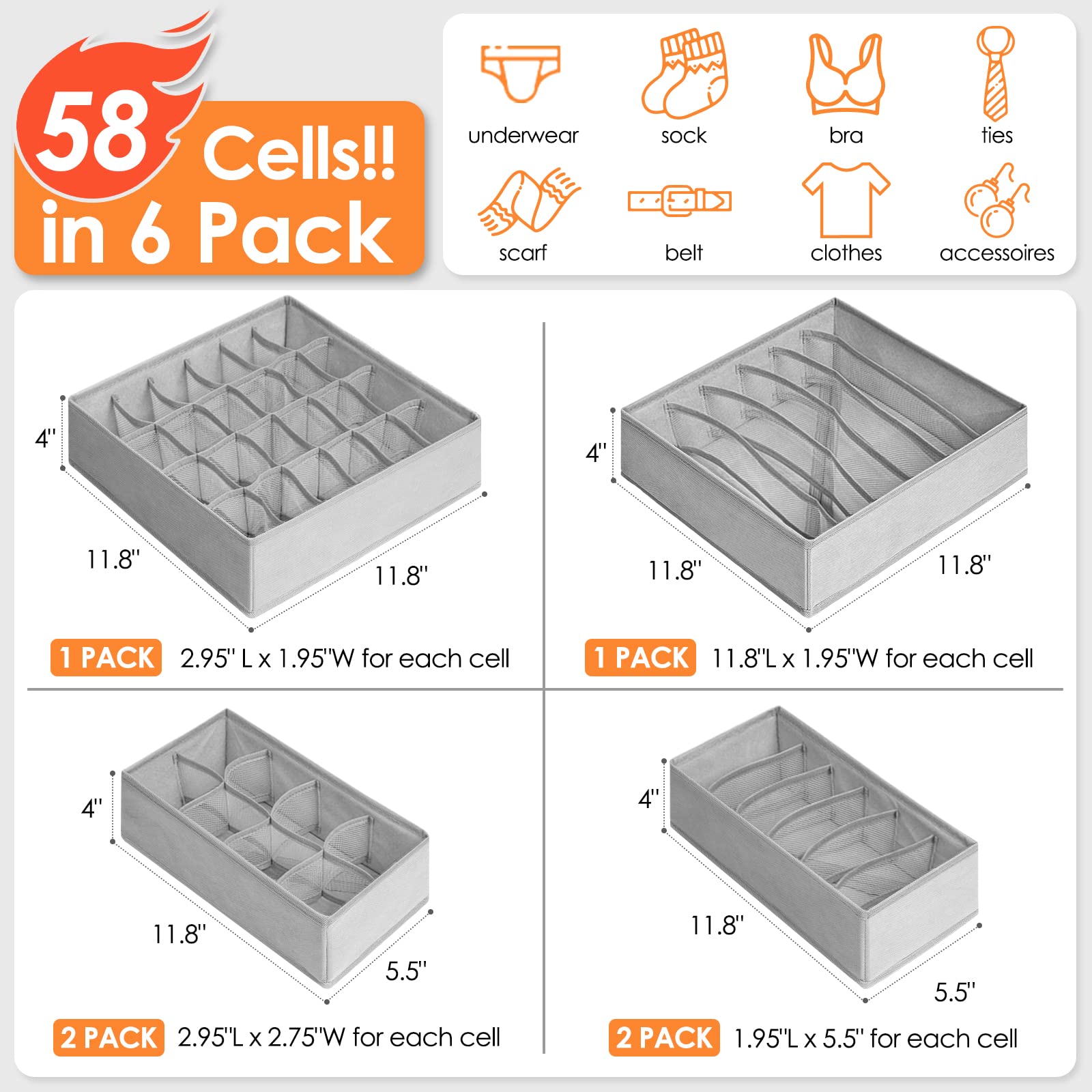 Criusia 8-cell rectangle holding ties and scarves for tidy access