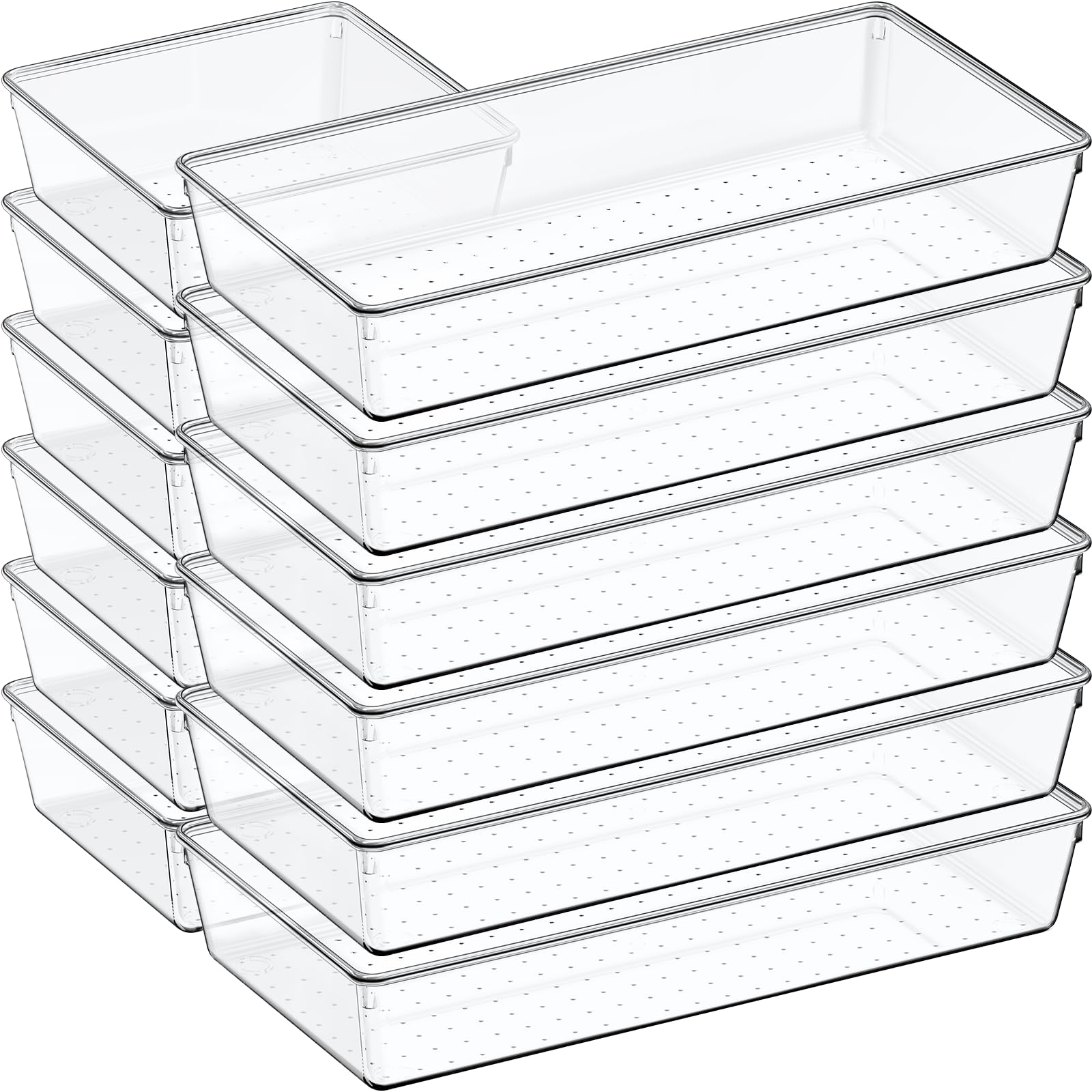 Criusia clear drawer organizers front view shows tidy storage benefit