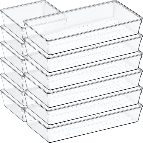 Criusia clear drawer organizers front view shows tidy storage benefit