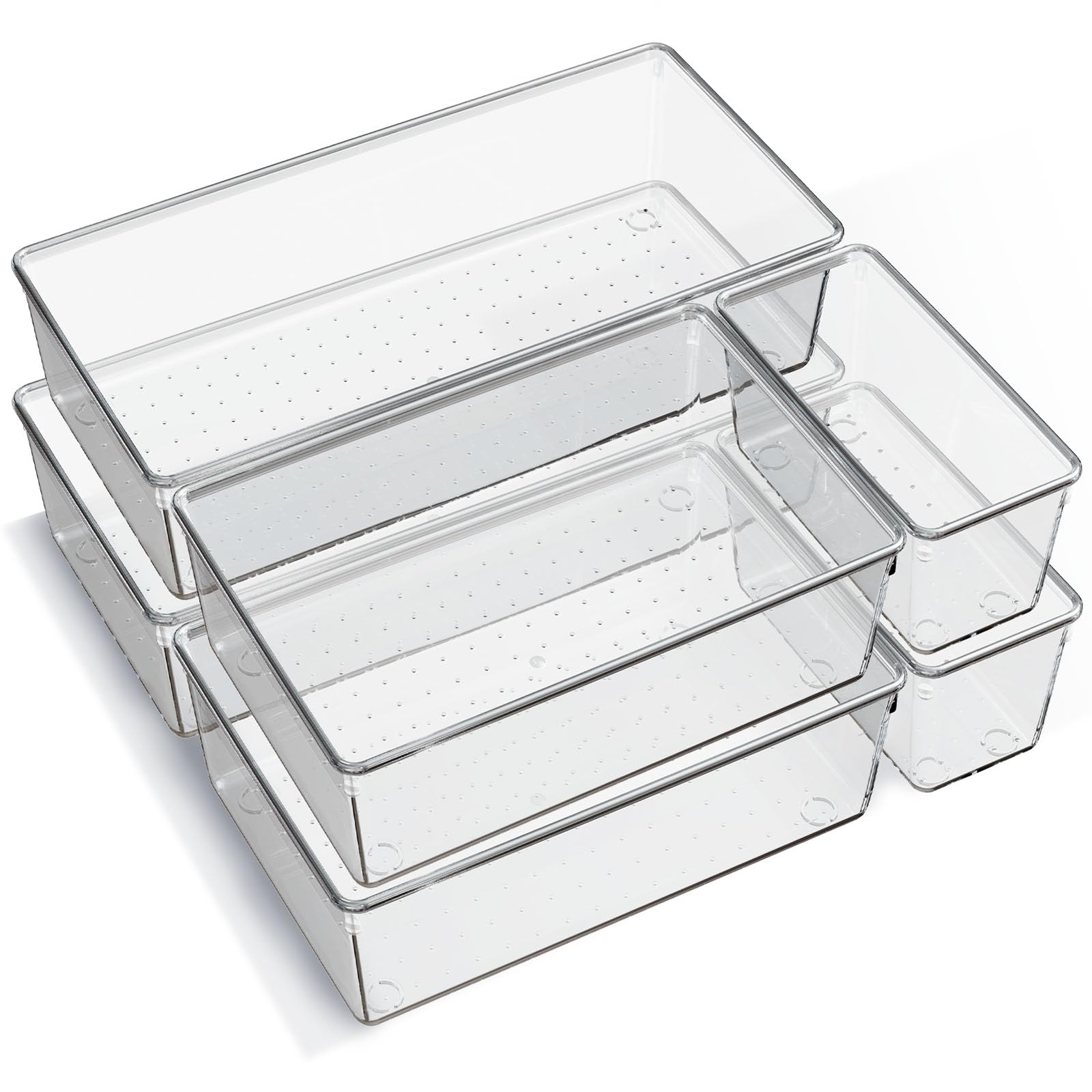 Criusia front packaging showing six clear organizer trays and accessories for visibility