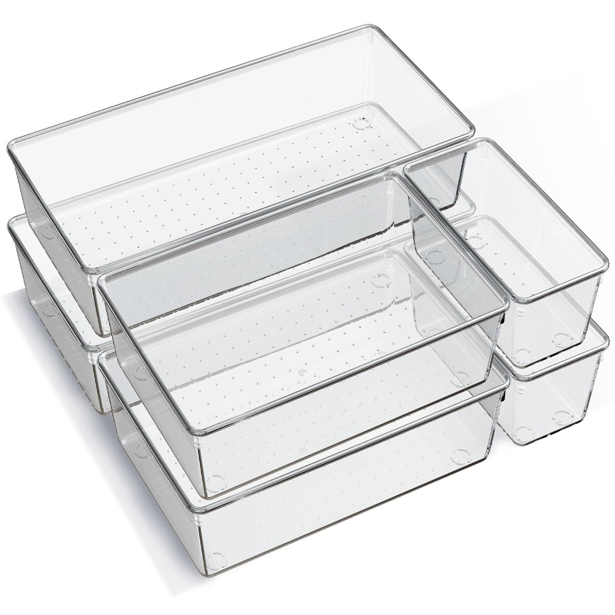 Criusia front packaging showing six clear organizer trays and accessories for visibility