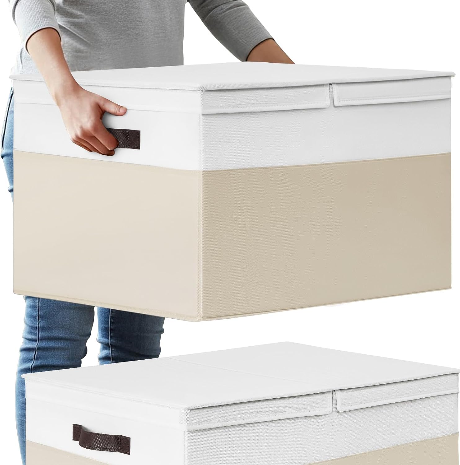 Criusia front view of two large storage baskets showing tidy organization benefit
