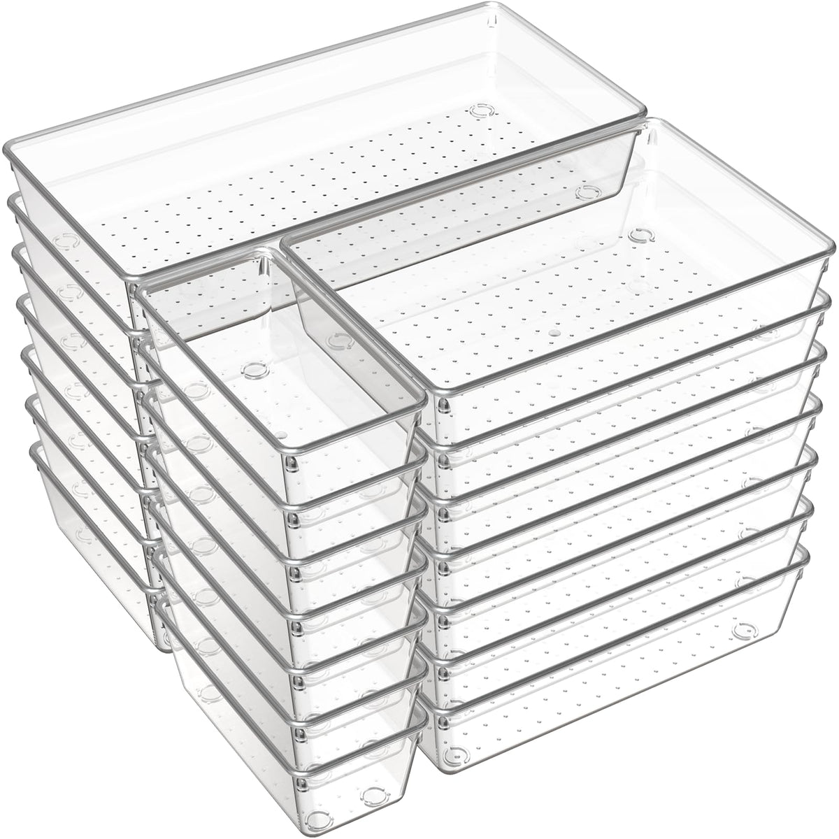 Criusia clear tray pack front view showing organized versatility and easy access