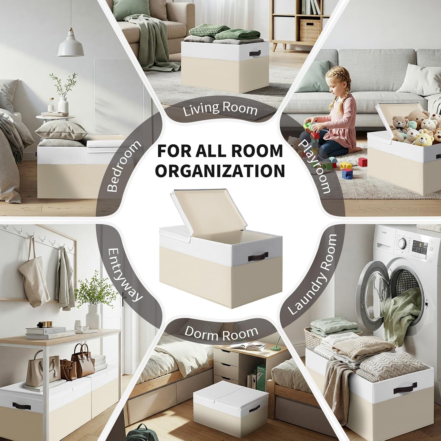 Criusia storage bins on closet shelf demonstrating space-saving, neat stacking