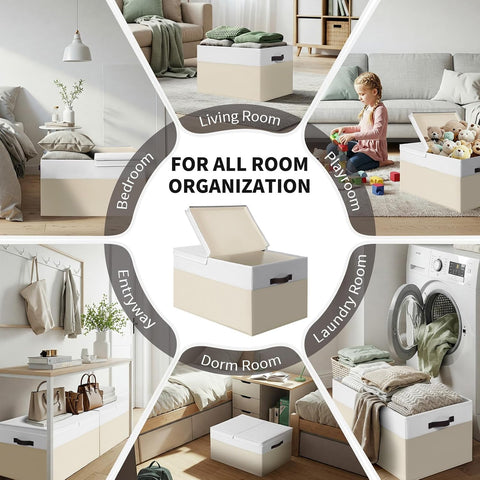 Criusia storage bins on closet shelf demonstrating space-saving, neat stacking