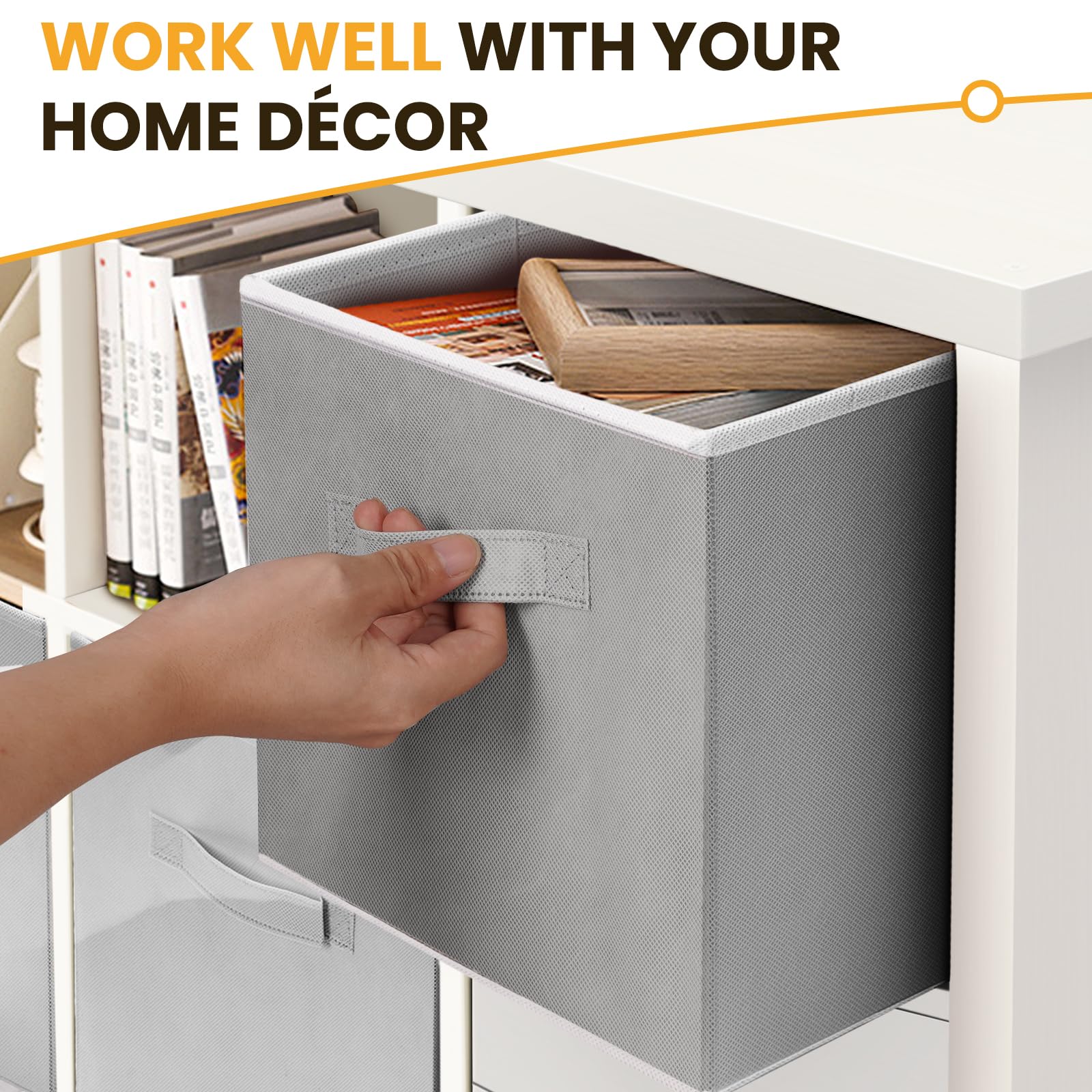 Criusia placed in a cube shelf unit showing neat, uniform storage solution