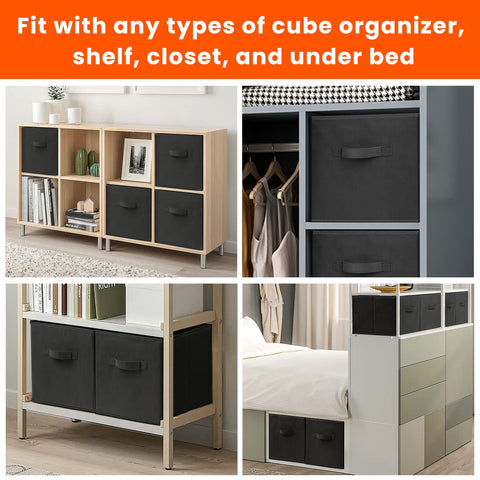 Criusia cube in shelf holding folded clothes for organized closet benefit