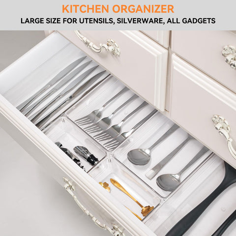 Criusia makeup and brushes organized in vanity drawer for clear visibility