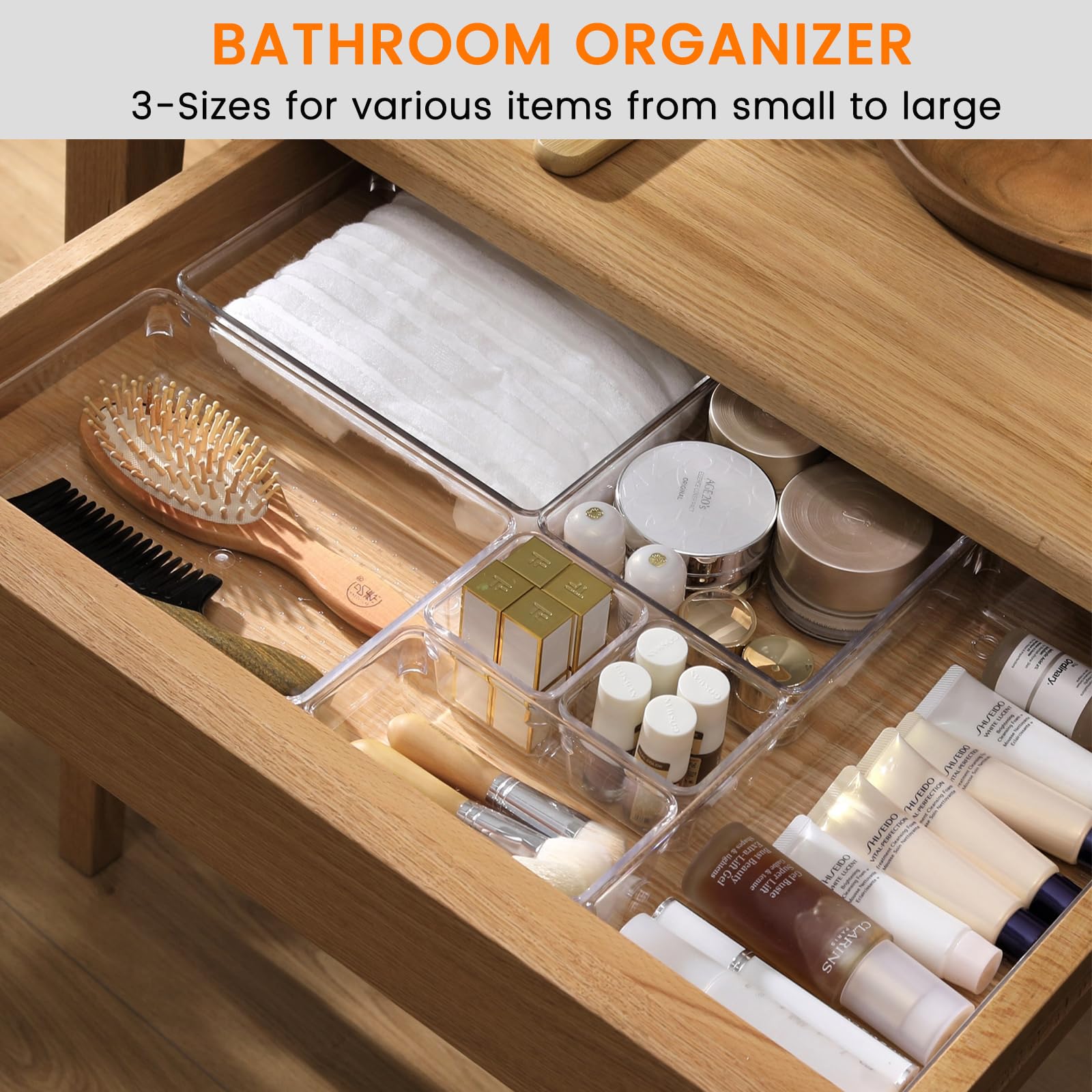 Criusia silicone pads under tray providing non-slip stability when opening drawers
