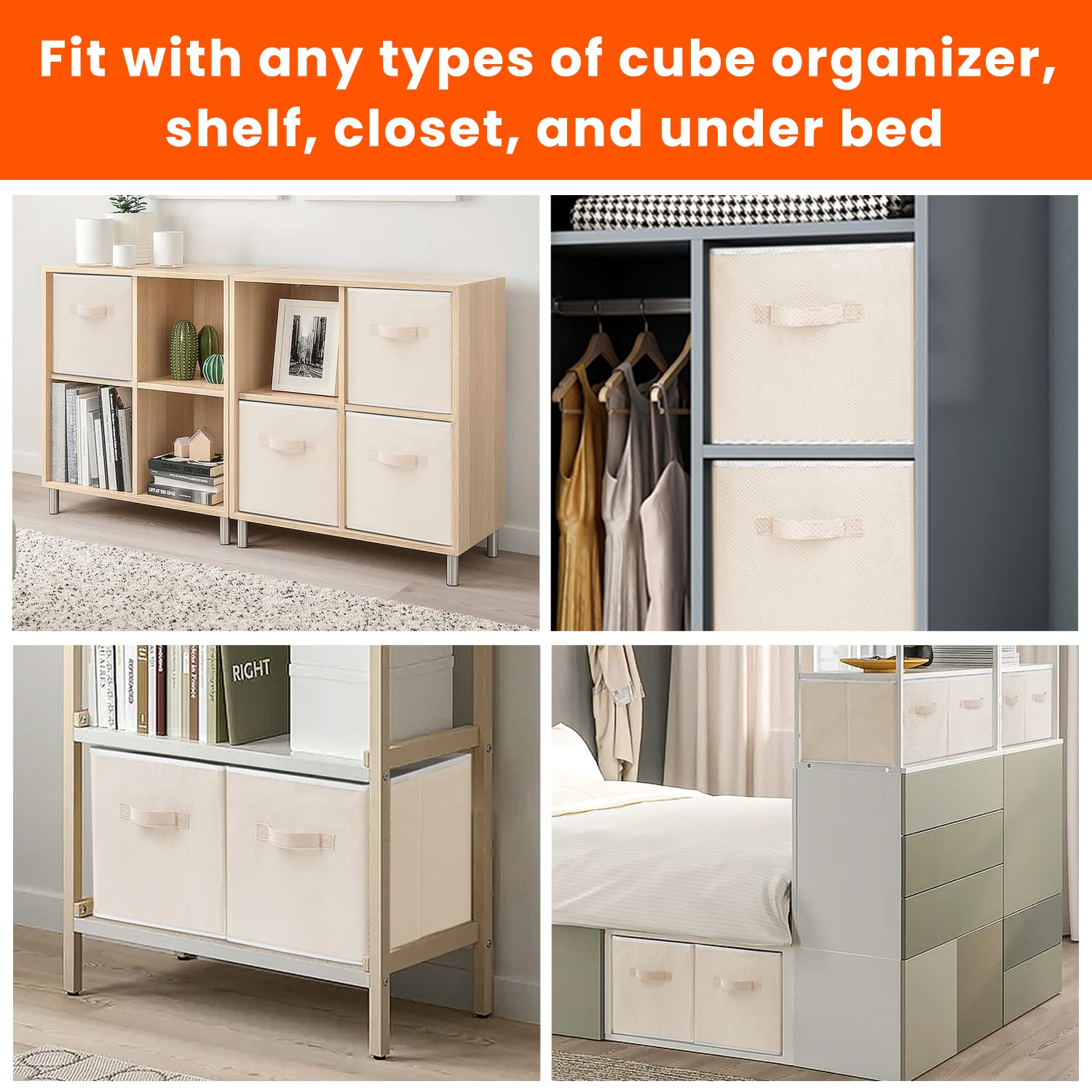 Criusia cubes inserted in cube shelf displaying tidy, space-saving organization