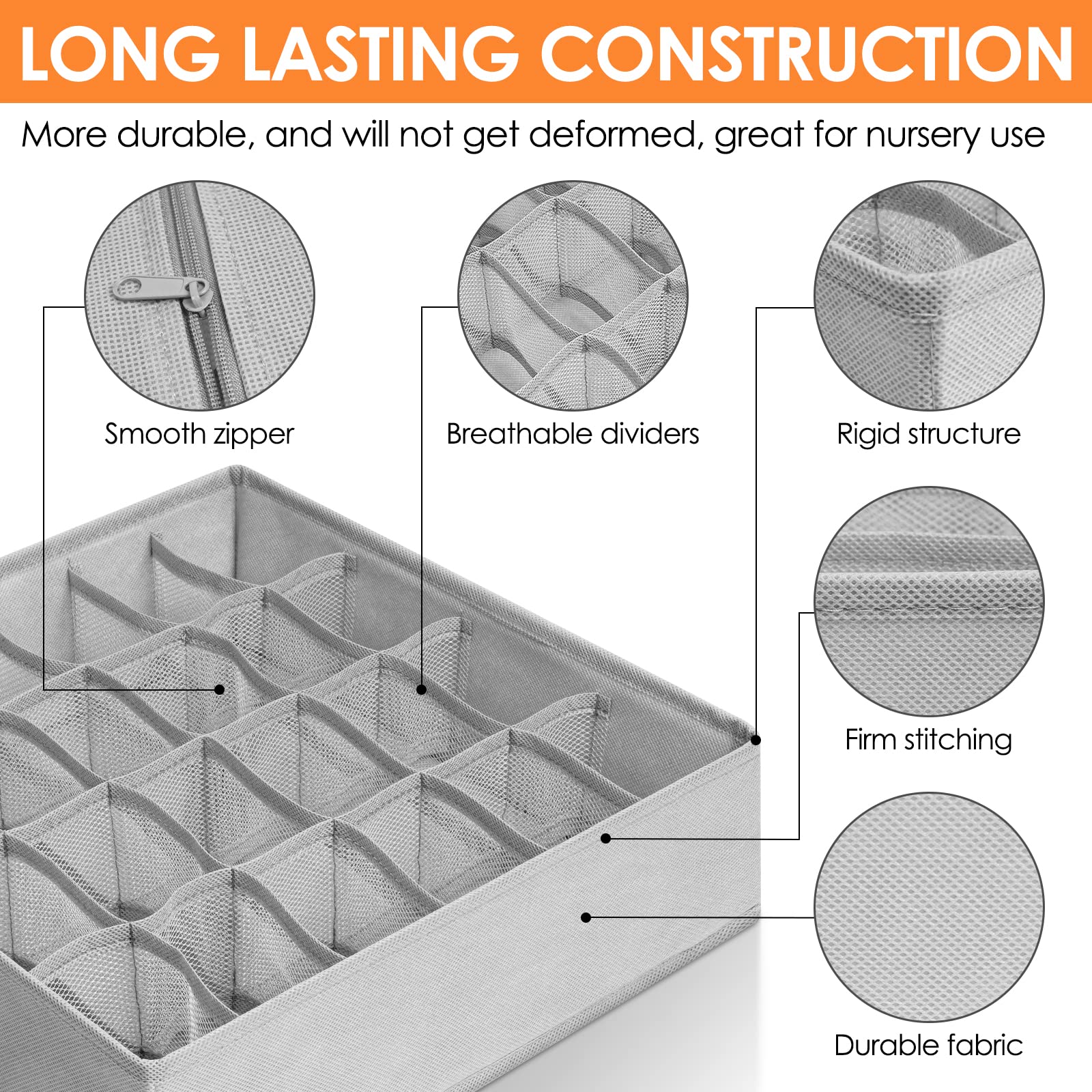 Criusia close-up of plastic stiffener showing durable structure