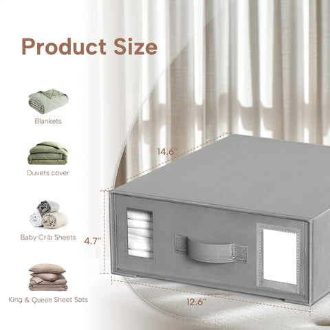 Criusia size comparison with a folded sheet set to show fit and capacity