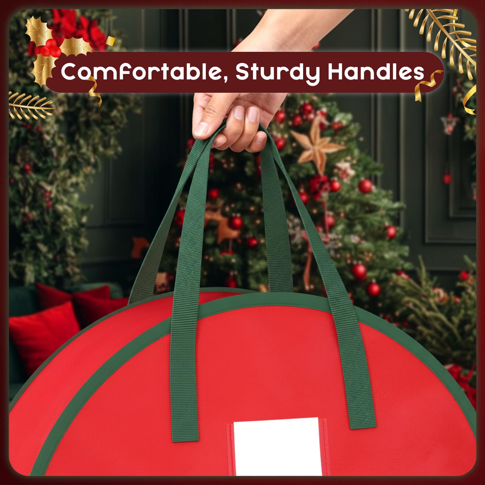 Criusia wreath inside view with loaded bag preserving decorations