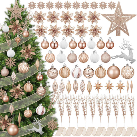 croblissful front packaging showing complete champagne ornament set for easy decorating