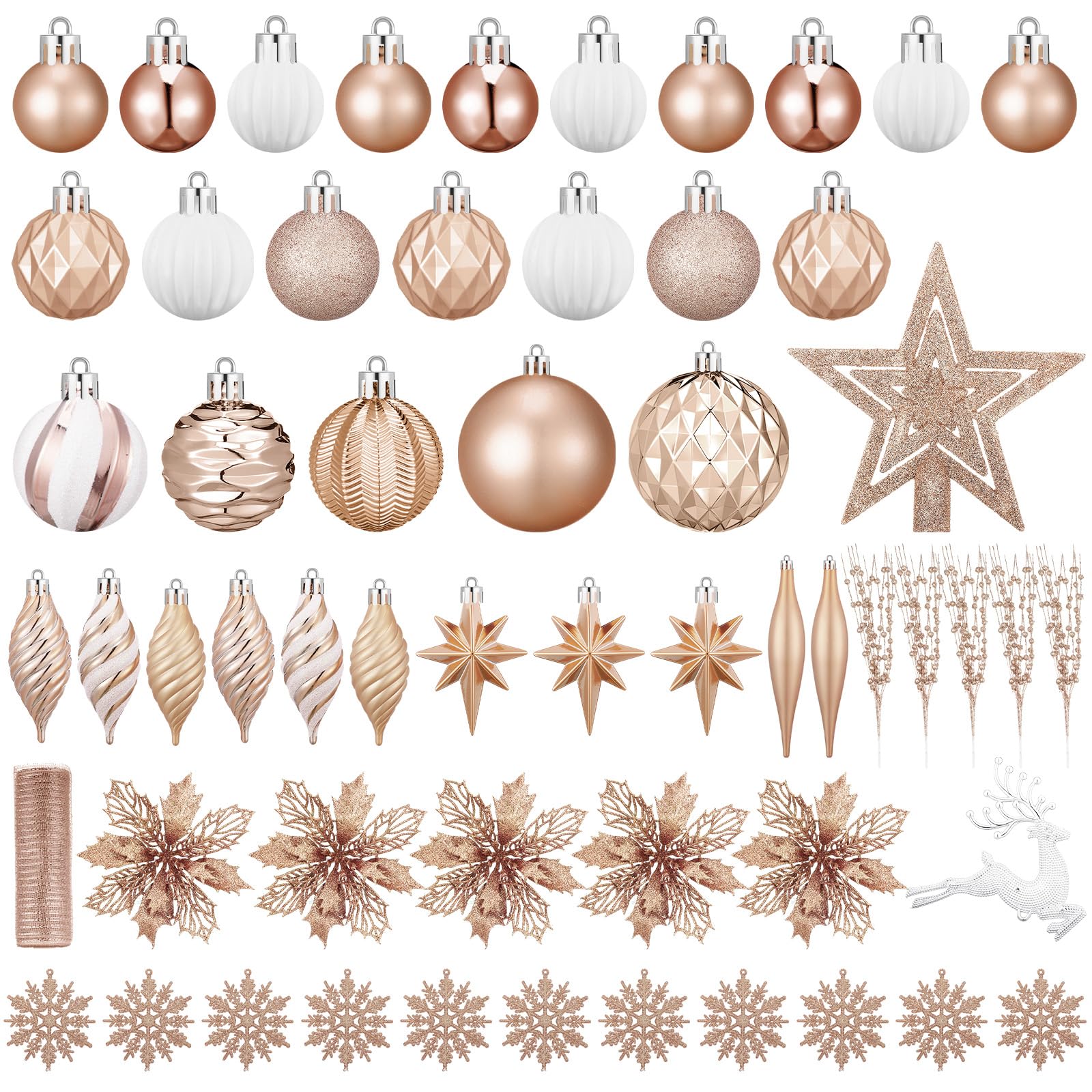 croblissful styled tree showing cohesive champagne theme for polished holiday decor