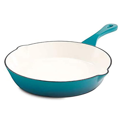Crock-Pot Artisan 10-inch teal ombre skillet front view showing finish and handle benefit: stylish serving