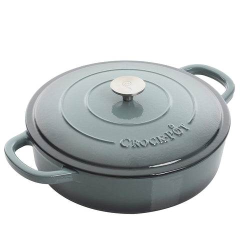Crock-Pot front view braiser in slate gray showcasing durable enamel finish and serving appeal