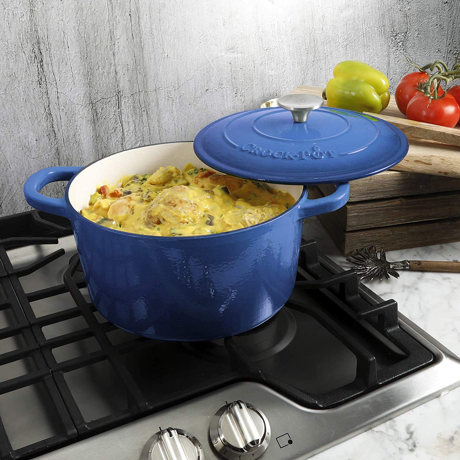Crock-Pot Artisan on stovetop with simmering stew showing reliable heat retention benefit