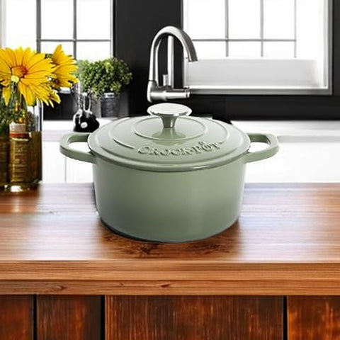 Crock-Pot Artisan close-up of red enamel interior, smooth nonstick finish benefit